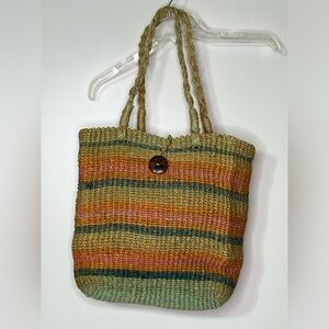 C & B Croft & Barrow Twine Made Multicolor Boho Tote Purse 14" x 14" x 3.5"
